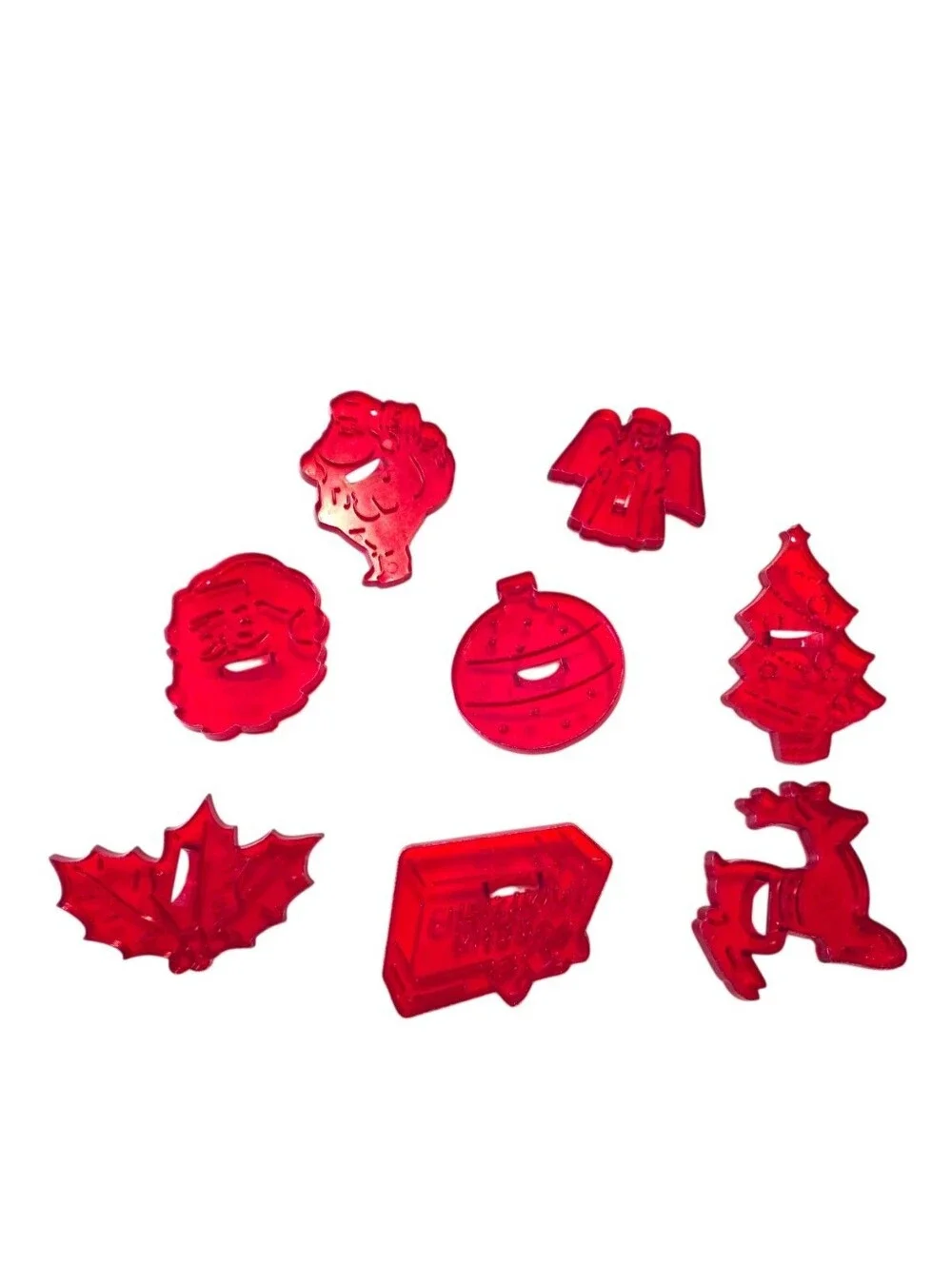 Vintage Christmas HRM Cookie Cutters Set of 9 Red Plastic 60s Ornaments USA